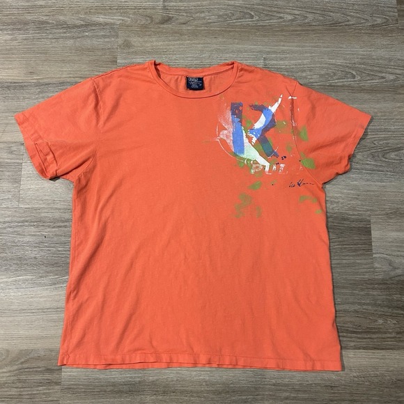 Polo Ralph Lauren Other - Vintage Polo Ralph Lauren Orange Costal Painted Graphic TShirt Men's Size XL 90s
